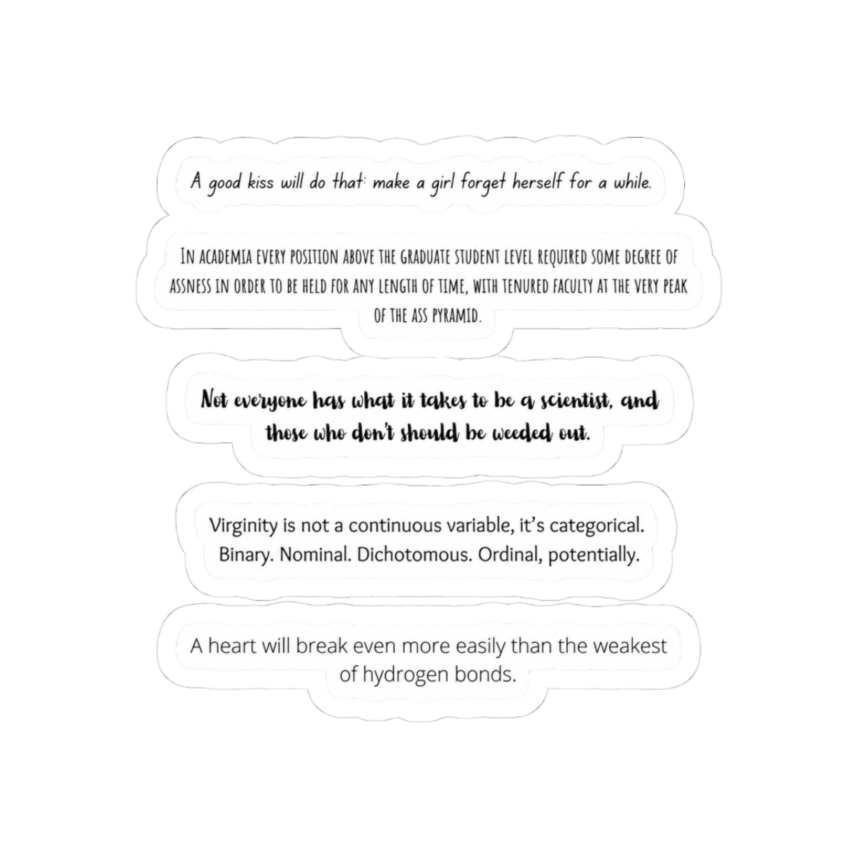 The Love Hypothesis Ali Hazelwood Memorable Quotes/Moments & Aesthetic Sticker/Magnet Value Pack